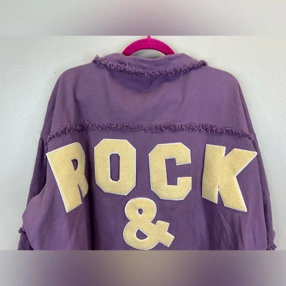 Davi & Dani Purple Rock & Roll Distressed Shacket Womens 3X - Picture 5 of 11